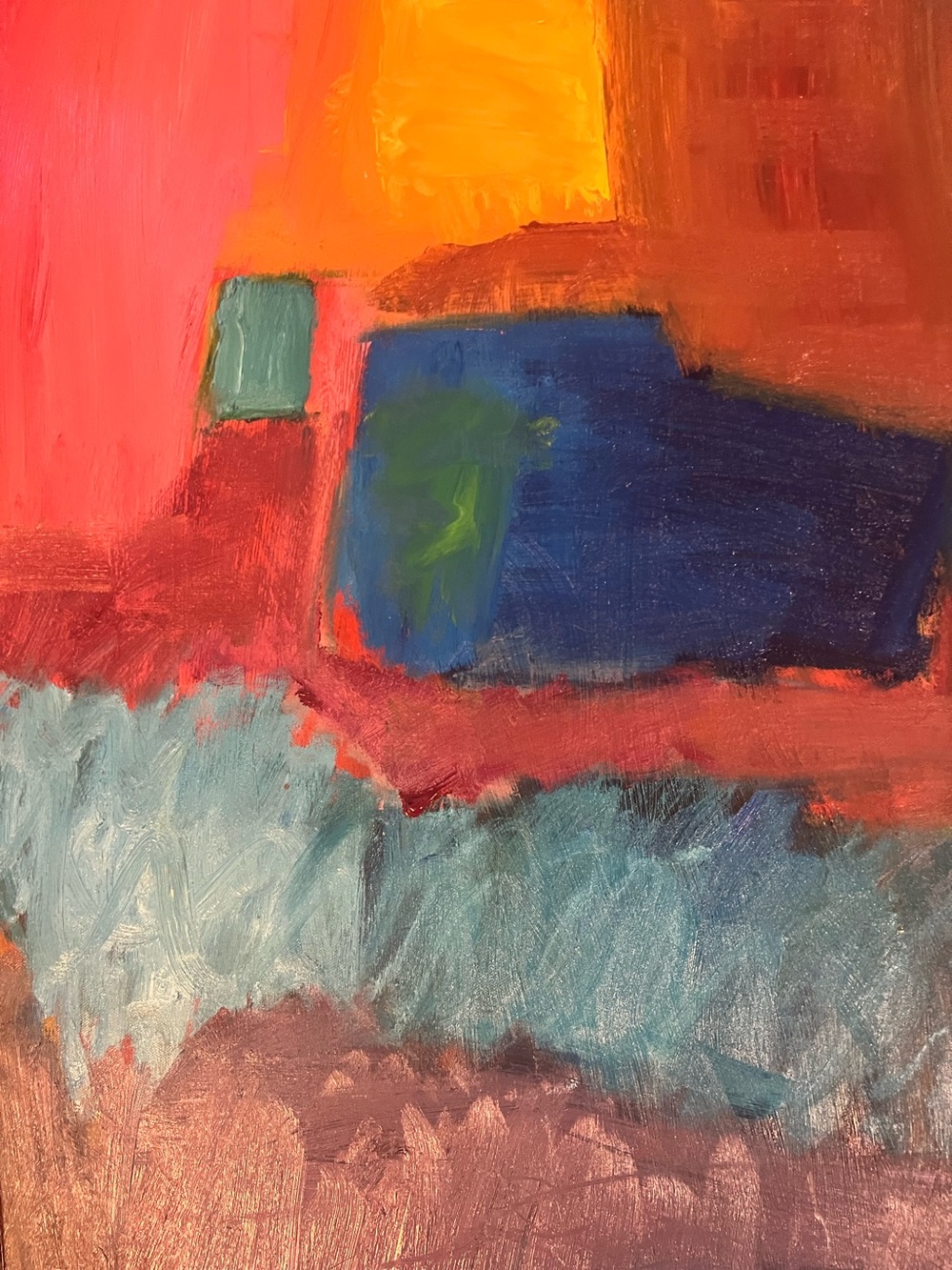 Abstract Color Block Canvas Art - Vibrant Pink, Blue & Teal